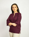 Dark Plum linen oversize top - Linen Couture