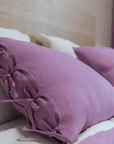 Deep Rose linen pillowcase with ties - Linen Couture