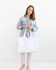 Double Cloth linen beach bag with pocket - Linen Couture