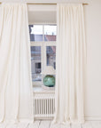 Extra Wide White Linen Curtain Panel with Tab Top - Linen Couture