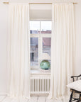 Extra Wide White Linen Curtain Panel with Tab Top - Linen Couture