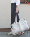 Grey linen beach bag - Linen Couture