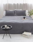 Grey linen bedding set with zipper - Linen Couture