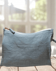 Greyish Mint linen makeup bag - Linen Couture