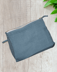 Greyish Mint linen makeup bag - Linen Couture