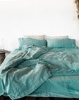 Greyish Mint linen set of linen bedding with zipper - Linen Couture