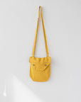 Honey Linen Shoulder Bag with Coconut Buttons and Adjustable Strap - Linen Couture