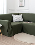 Handmade Moss Green Linen Couch Cover: Custom Sofa Slipcover