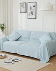 Natural Baby Blue Linen Sofa Cover: Stonewashed European Linen Slipcover