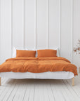 Light Chestnut linen bedding set with coconut buttons - Linen Couture