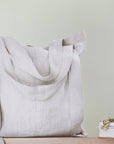 Light Grey and Grey linen canvas bag two tones - Linen Couture