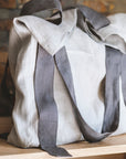 Light Grey and Grey linen canvas bag two tones - Linen Couture