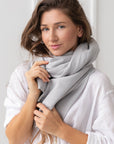 Light Grey linen scarf - Linen Couture