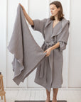 Light Grey linen waffle towel - Linen Couture