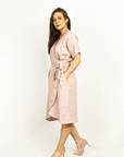 Light Grey linen wrap dress - Linen Couture