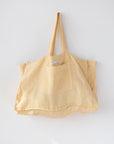 Linen beach bag with pocket and zipper in Canary Yellow - Linen Couture