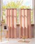 Melange Burgundy linen curtain with grommets - Linen Couture