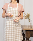 Moss Green linen apron - Linen Couture