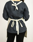 Moss Green linen apron - Linen Couture