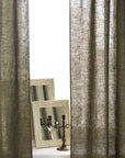 Moss Green linen curtain with rod pocket - Linen Couture