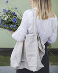 Natural Light linen beach bag with pocket - Linen Couture