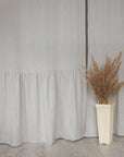 Natural Light linen curtain with ruffles, rod pocket - Linen Couture