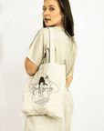 Natural Light linen tote bag with embroidery - Linen Couture