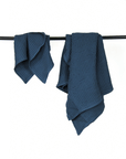 Navy Blue linen waffle towel - Linen Couture