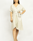 Pale Pink linen wrap dress - Linen Couture