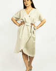 Pale Pink linen wrap dress - Linen Couture