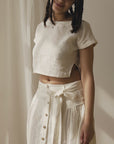 Taormina Linen Crop Top and Midi Skirt Set