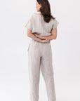 Striped Beige linen / Natural Linen Pajama set / Linen loungewear / Linen sleepwear - Linen Couture