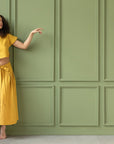 Taormina Honey Linen Crop Top and Midi Skirt Set - Linen Couture