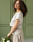 Taormina Set | Linen Crop Top and Flared Midi Skirt - Linen Couture