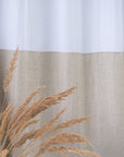 White and Natural Light linen curtains with tabs, two tones - Linen Couture Boutique