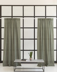 Safari Green linen curtain with rod pocket - Linen Couture Boutique