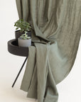 Safari Green linen curtain with rod pocket - Linen Couture Boutique