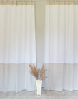 White and Natural Light linen curtains with tabs, two tones - Linen Couture Boutique