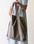 Safari Green and Greyish Mint linen canvas bag with two tones - Linen Couture Boutique