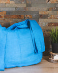Sky Blue linen tote bag with inside pocket - Linen Couture Boutique