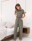 Safari green linen / Natural Linen Pajama set / Linen loungewear / Linen sleepwear - Linen Couture