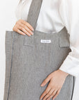 Striped Dark Grey linen weekender bag - Linen Couture
