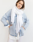 White linen lightweight scarf - Linen Couture